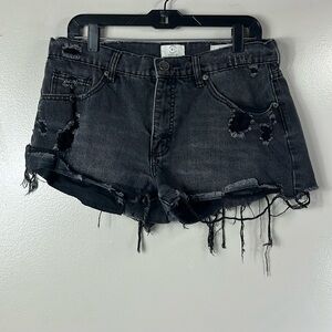 Cotton On 91 Black Mid Saturday Distressed Jean Shorts Women’s 10